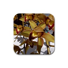 Orchids  1 1 Rubber Square Coaster (4 Pack)  by bestdesignintheworld