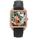 Lilies In A Vase 1 2 Rose Gold Leather Watch  Front