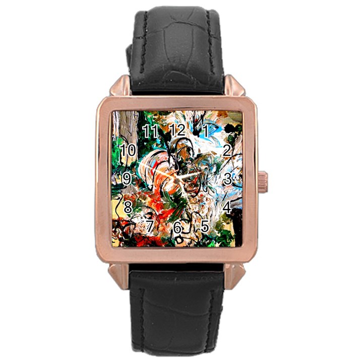 Lilies In A Vase 1 2 Rose Gold Leather Watch 