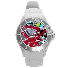 Pussy Butterfly 1 1 Round Plastic Sport Watch (l) by bestdesignintheworld