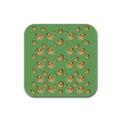 Santa Is On His Way Rubber Square Coaster (4 Pack) 