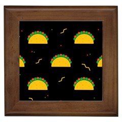 Festive Seamless Pattern With National Taco Food Framed Tile by Wegoenart