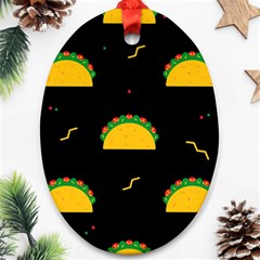 Festive Seamless Pattern With National Taco Food Oval Ornament (two Sides) by Wegoenart