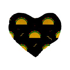 Festive Seamless Pattern With National Taco Food Standard 16  Premium Flano Heart Shape Cushions by Wegoenart