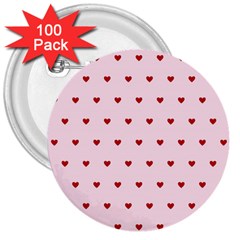 Hearts Seamless Pattern Pink Background 3  Buttons (100 Pack)  by Wegoenart