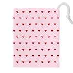 Hearts Seamless Pattern Pink Background Drawstring Pouch (5XL) Front