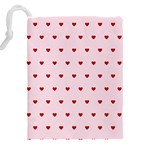 Hearts Seamless Pattern Pink Background Drawstring Pouch (5XL) Back