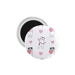 Seamless Pattern Cute Cat With Little Heart Hearts 1.75  Magnets