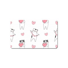 Seamless Pattern Cute Cat With Little Heart Hearts Magnet (name Card) by Wegoenart