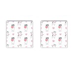 Seamless Pattern Cute Cat With Little Heart Hearts Cufflinks (Square) Front(Pair)