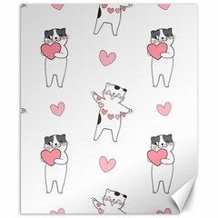 Seamless Pattern Cute Cat With Little Heart Hearts Canvas 8  x 10 