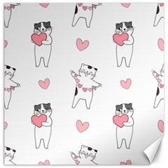 Seamless Pattern Cute Cat With Little Heart Hearts Canvas 16  x 16 