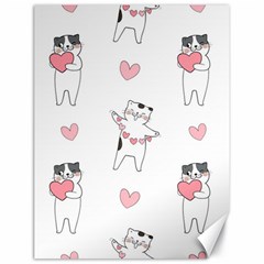 Seamless Pattern Cute Cat With Little Heart Hearts Canvas 18  x 24 