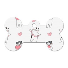 Seamless Pattern Cute Cat With Little Heart Hearts Dog Tag Bone (Two Sides)