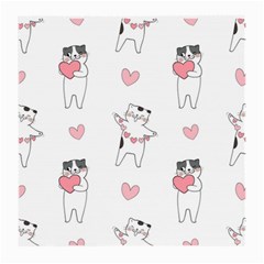 Seamless Pattern Cute Cat With Little Heart Hearts Medium Glasses Cloth