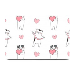 Seamless Pattern Cute Cat With Little Heart Hearts Plate Mats