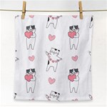 Seamless Pattern Cute Cat With Little Heart Hearts Face Towel Front