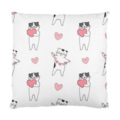 Seamless Pattern Cute Cat With Little Heart Hearts Standard Cushion Case (One Side)