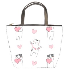 Seamless Pattern Cute Cat With Little Heart Hearts Bucket Bag