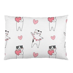 Seamless Pattern Cute Cat With Little Heart Hearts Pillow Case