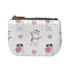 Seamless Pattern Cute Cat With Little Heart Hearts Mini Coin Purse