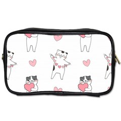 Seamless Pattern Cute Cat With Little Heart Hearts Toiletries Bag (Two Sides)