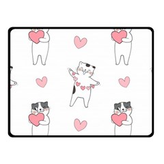 Seamless Pattern Cute Cat With Little Heart Hearts Fleece Blanket (Small)