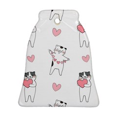 Seamless Pattern Cute Cat With Little Heart Hearts Ornament (Bell)