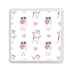 Seamless Pattern Cute Cat With Little Heart Hearts Memory Card Reader (square)