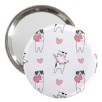 Seamless Pattern Cute Cat With Little Heart Hearts 3  Handbag Mirrors Front