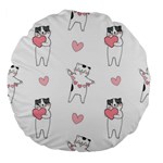 Seamless Pattern Cute Cat With Little Heart Hearts Large 18  Premium Flano Round Cushions Back