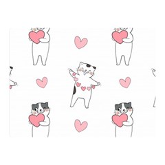 Seamless Pattern Cute Cat With Little Heart Hearts Double Sided Flano Blanket (Mini) 