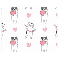 Seamless Pattern Cute Cat With Little Heart Hearts Double Sided Flano Blanket (medium)  by Wegoenart