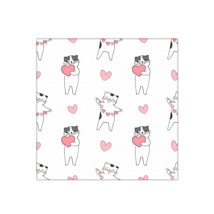 Seamless Pattern Cute Cat With Little Heart Hearts Satin Bandana Scarf