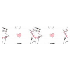 Seamless Pattern Cute Cat With Little Heart Hearts Satin Scarf (Oblong)