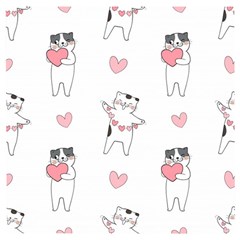 Seamless Pattern Cute Cat With Little Heart Hearts Wooden Puzzle Square