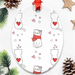 Seamless Pattern Cute Cat With Little Heart Ornament (oval) by Wegoenart