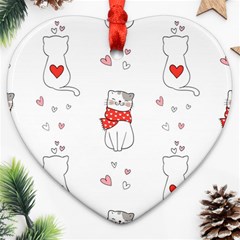 Seamless Pattern Cute Cat With Little Heart Heart Ornament (two Sides) by Wegoenart