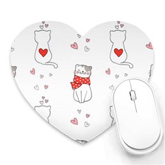 Seamless Pattern Cute Cat With Little Heart Heart Mousepads by Wegoenart