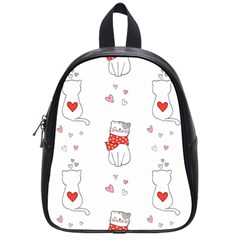 Seamless Pattern Cute Cat With Little Heart School Bag (small) by Wegoenart