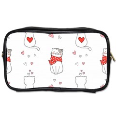 Seamless Pattern Cute Cat With Little Heart Toiletries Bag (two Sides) by Wegoenart