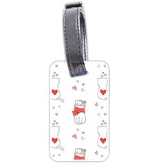 Seamless Pattern Cute Cat With Little Heart Luggage Tag (one Side) by Wegoenart