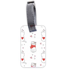 Seamless Pattern Cute Cat With Little Heart Luggage Tag (two Sides) by Wegoenart