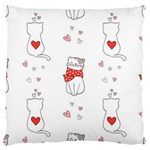 Seamless Pattern Cute Cat With Little Heart Large Cushion Case (Two Sides) Front