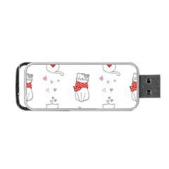 Seamless Pattern Cute Cat With Little Heart Portable Usb Flash (one Side) by Wegoenart