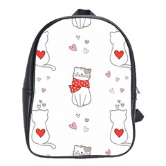 Seamless Pattern Cute Cat With Little Heart School Bag (xl) by Wegoenart