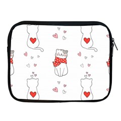 Seamless Pattern Cute Cat With Little Heart Apple Ipad 2/3/4 Zipper Cases by Wegoenart