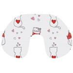 Seamless Pattern Cute Cat With Little Heart Travel Neck Pillow Back