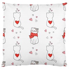 Seamless Pattern Cute Cat With Little Heart Standard Flano Cushion Case (two Sides) by Wegoenart