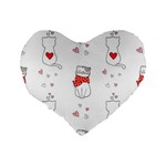 Seamless Pattern Cute Cat With Little Heart Standard 16  Premium Flano Heart Shape Cushions Back